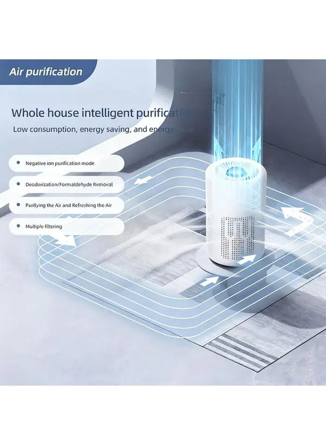 منقي الهواء المحمول الأبيض USB بتقنية الأيونات السالبة يزيل الفورمالديهايد والدخان والروائح ومسببات الحساسية والغبار - Image 4